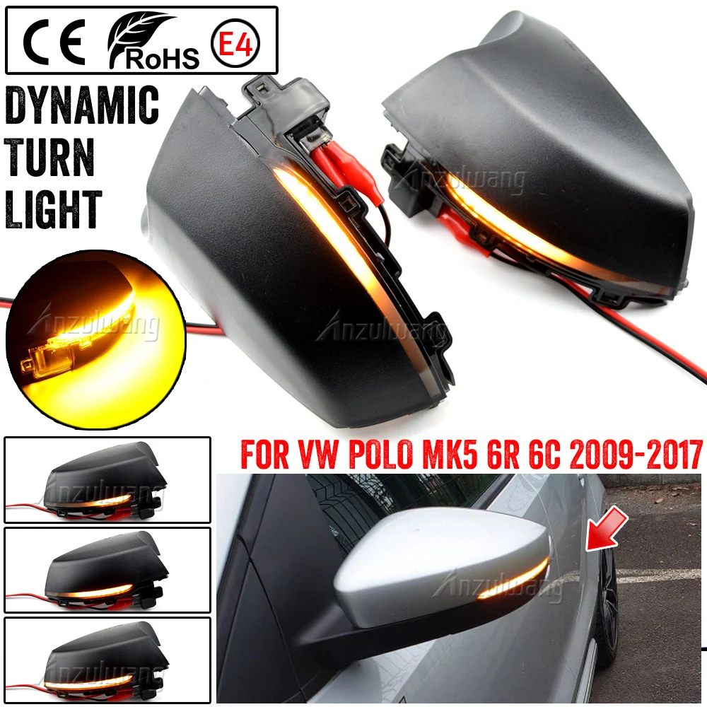 

Car LED Dynamic Turn Signal Light Side Mirror Light Blinker Indicator For VW POLO MK5 6R 2009-2013 6C 2014 2015-2017