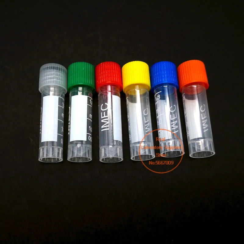 50pcs 1.8ml Graduated Lab Plastic Freezing Tube plastic test tubes Cryo Preservative Tube Sample Cryovial With Cover
