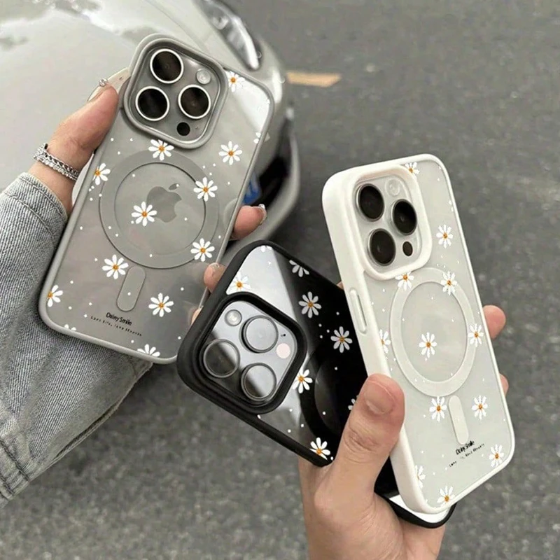 iPhone Magnetic Case with Small Daisy Pattern 9