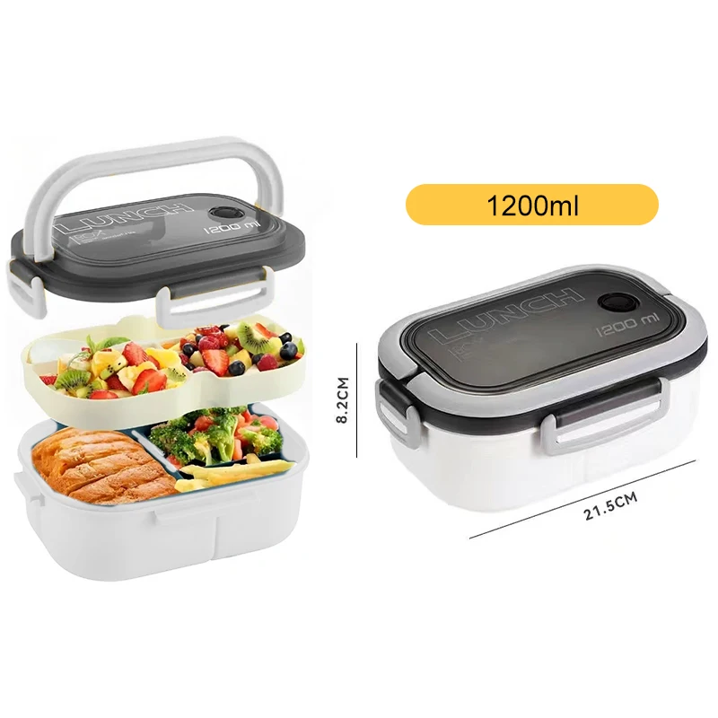Dual-Compartment Lunch Box for Students and Professionals – Ideal for Picnics and Meal Prep