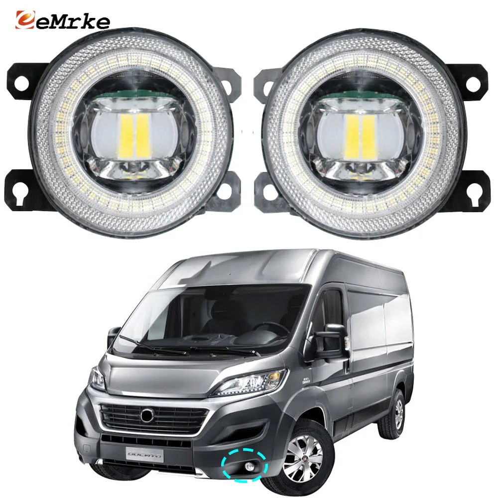 Led Exterior Lights for Fiat Ducato E-Ducato 2015 2016 2017 2018 2019 2020  2021 Fog Lights Assembly with Lens Angel Eyes Driving