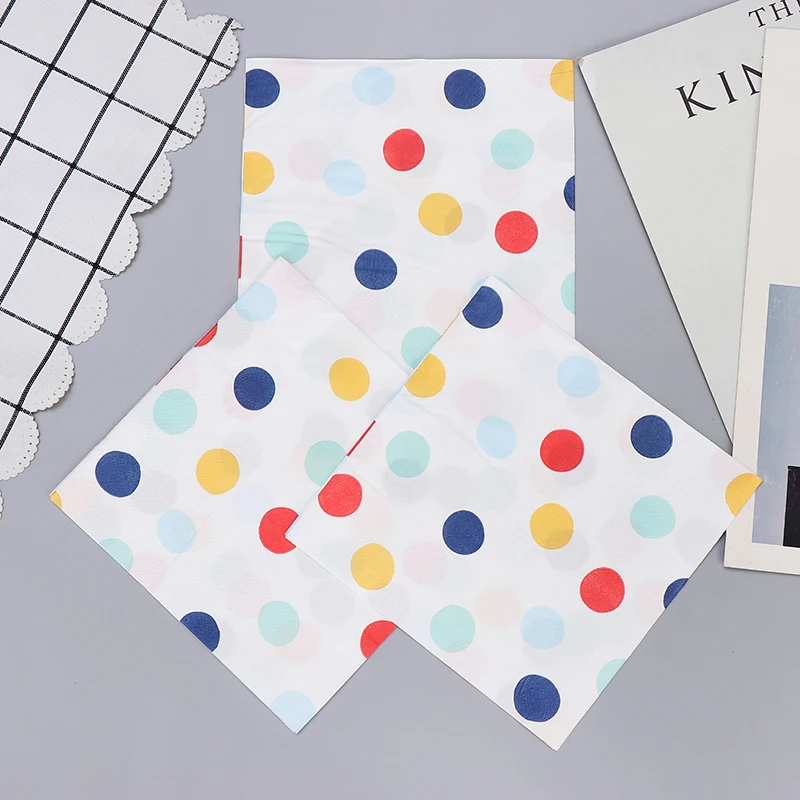 10/20pcs/Pac New Colourful Dot Napkins Blue Printed Paper Napkins Wedding Paper Butterfly Bone Bart Placemat 2-Ply 33cm