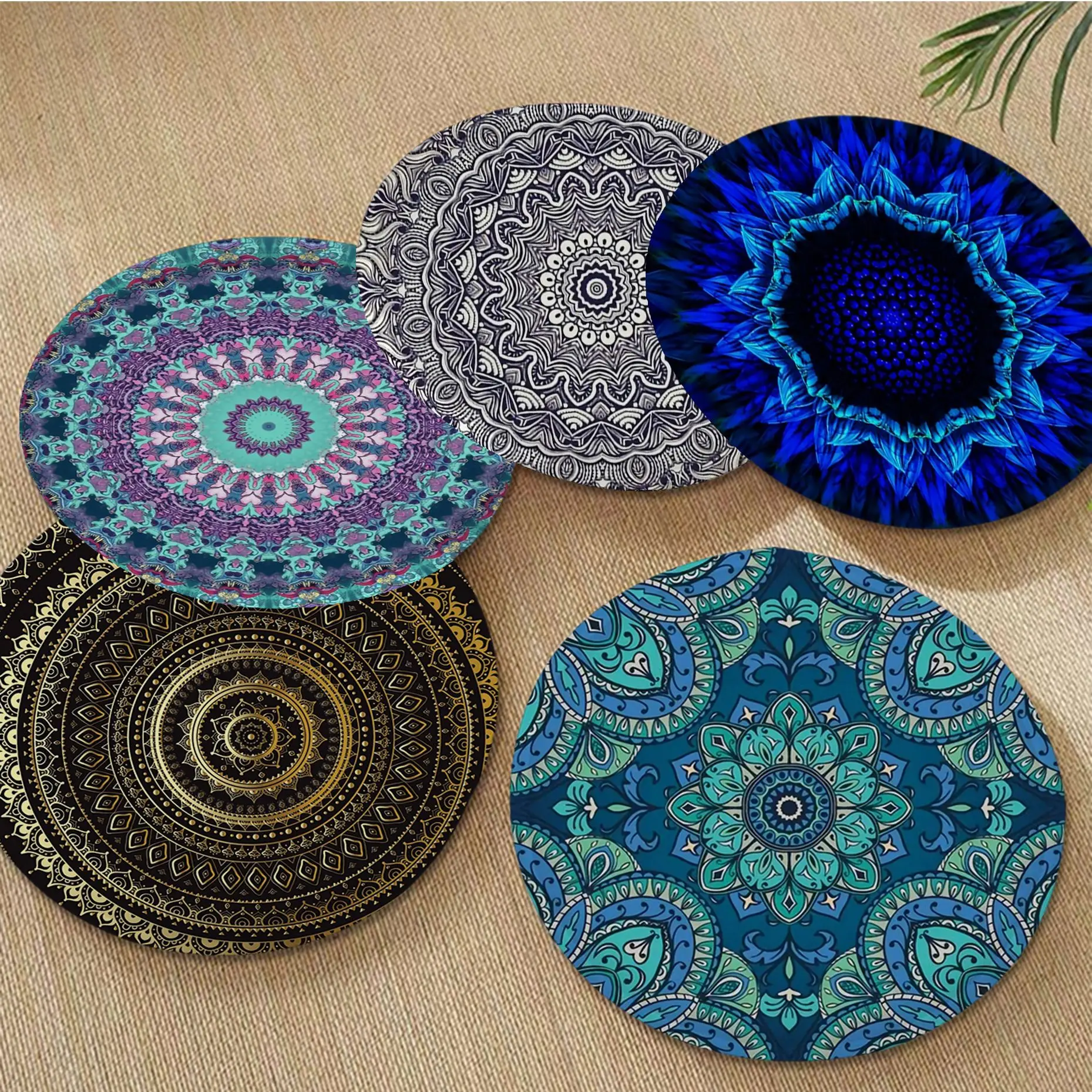 

Mandala Flower Modern Minimalist Style Seat Cushion Office Dining Stool Pad Sponge Sofa Mat Non-Slip Chair Cushions