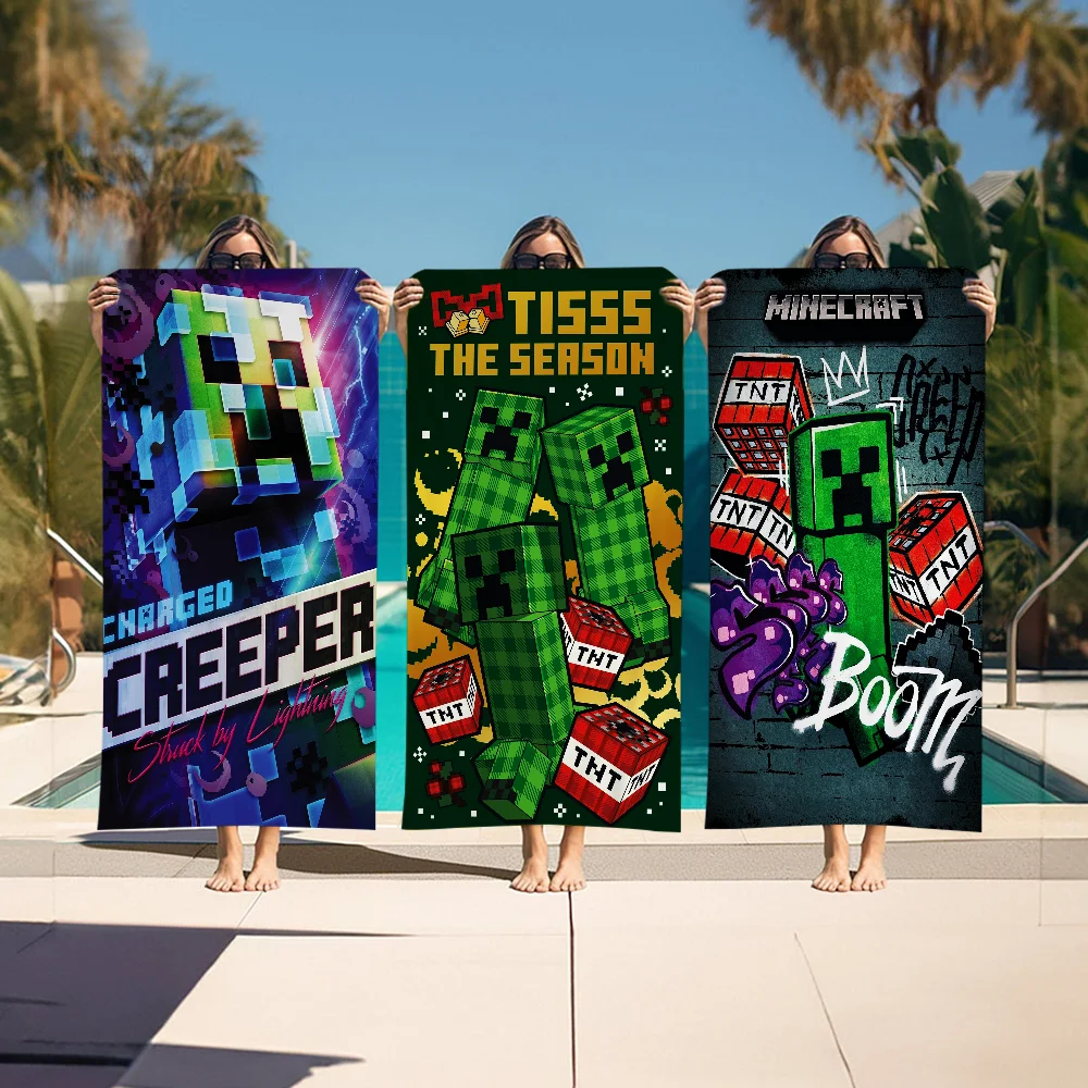 Game M-Minecrafts-s MC Microfiber Blanket Quick Drying Beach Towels Oversized Printing Super Absorbent Pool Towel Blanket 4