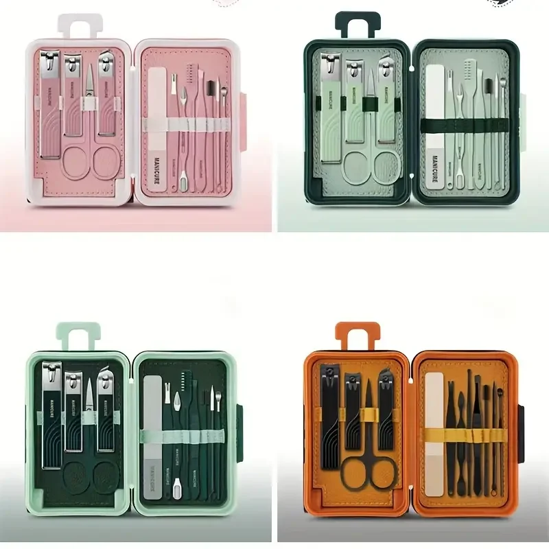 12PCS Nail Clippers Manicure Tool Set Professional Nail Clippers Pedicure Kit With Portable Travel Case Grooming Kit For Travel