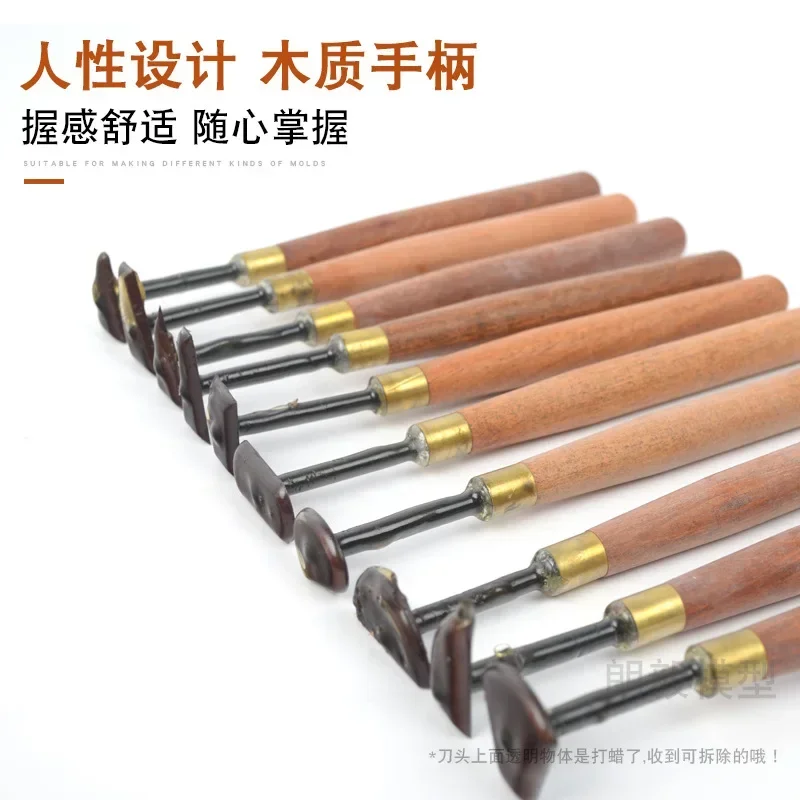 나무 손잡이 스크레이퍼 세라믹 트리밍 나이프 석고 분말 조각 수리 도구 모델 빌딩 수제 도구 DIY