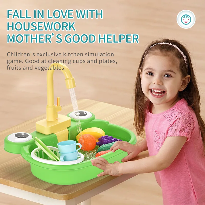Kitchen Toy Plastic Dish Wash Sink Set Children Simulation Pretend Role Play Housework Kit Early Educational Toys For Children
