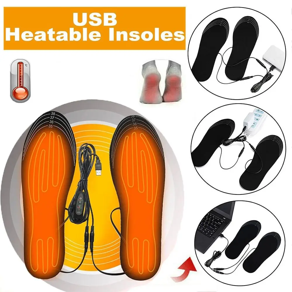 

Cuttable Heated Shoe Insole with Adjustable Temperature Washable Foot Warmer Winter Warm USB Electric Heated Shoe Pads Unisex