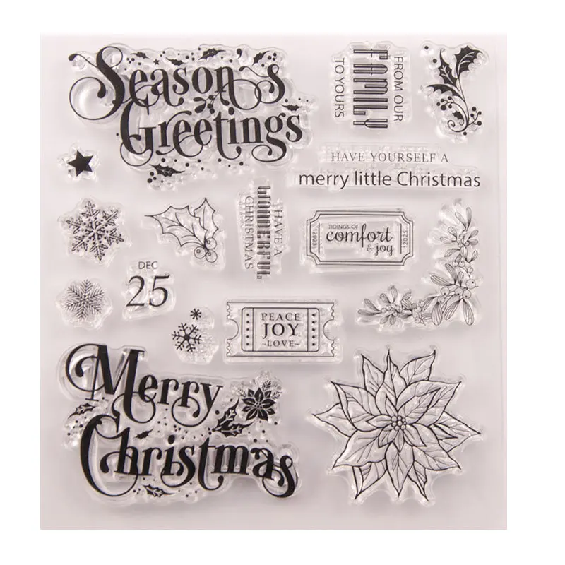 Merry Christmas Clear Stamps Transparent Silicone Stamp Seal for Card Making Decoration and DIY Scrapbookig T1639,clear stamps,clear rubber stamps,christmas cutting dies and stamps