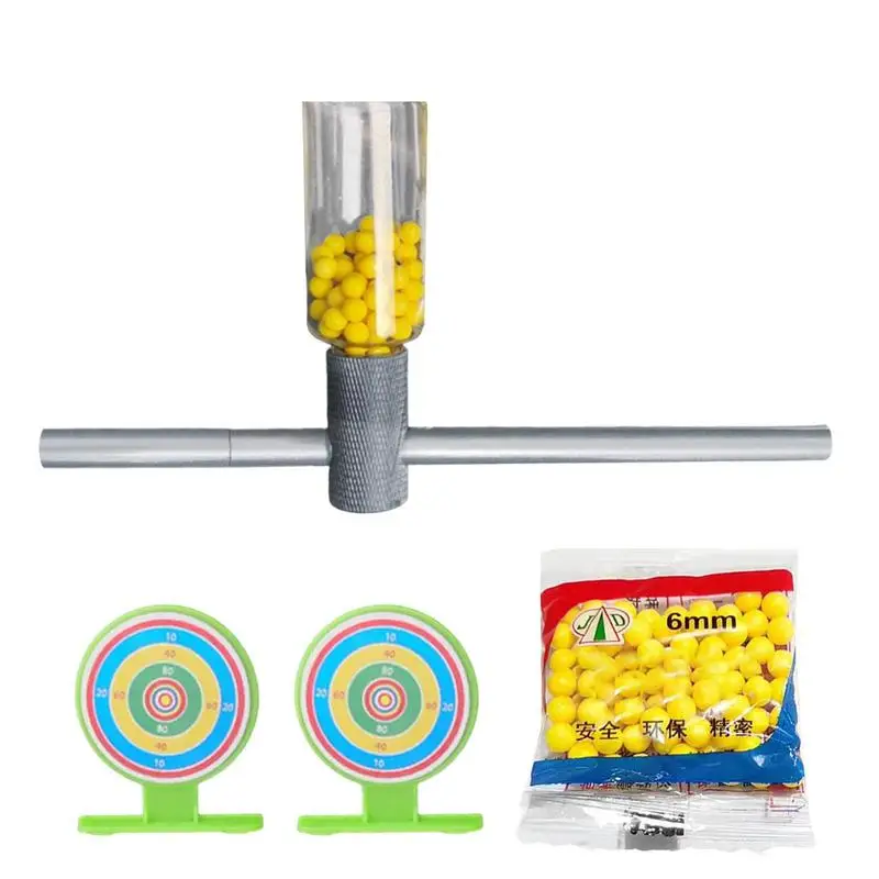

Soft Pinball Launcher Small Ball Shooter Crackling Tube Outdoor Children Toy Aluminum Alloy Imitation Bamboo Craft Shootings Toy