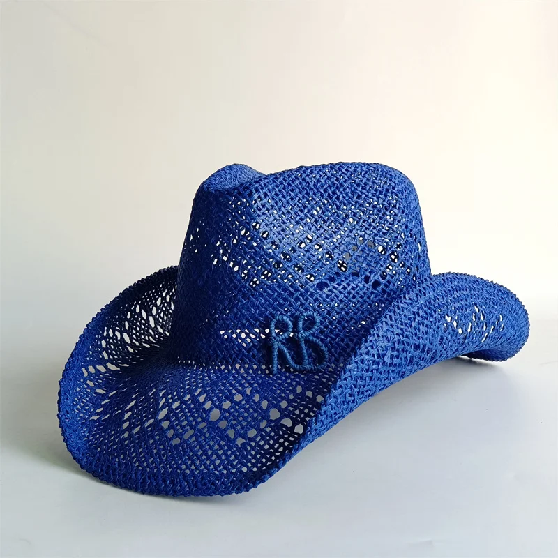 Western Cowboy Straw Hat Letter Straw Hats for Women Men Summer Outdoor Holidays Beach Sun Hat Straw Hats for Women Panama