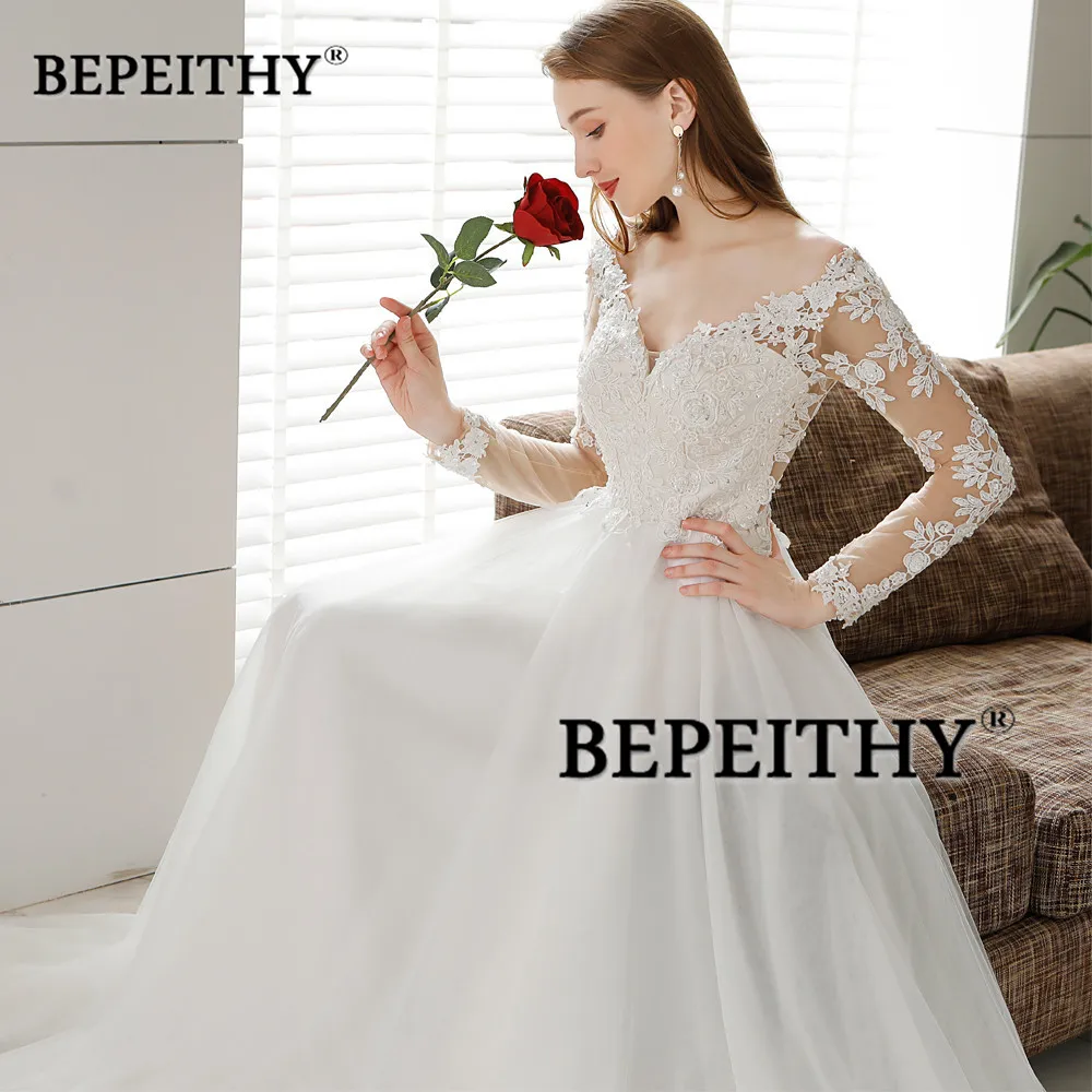BEPEITHY Customized Vestido De Novia Beach Wedding Dress For Women Sexy Backless Modern Full Sleeves Bridal Gowns 2023 Hot Sale 5