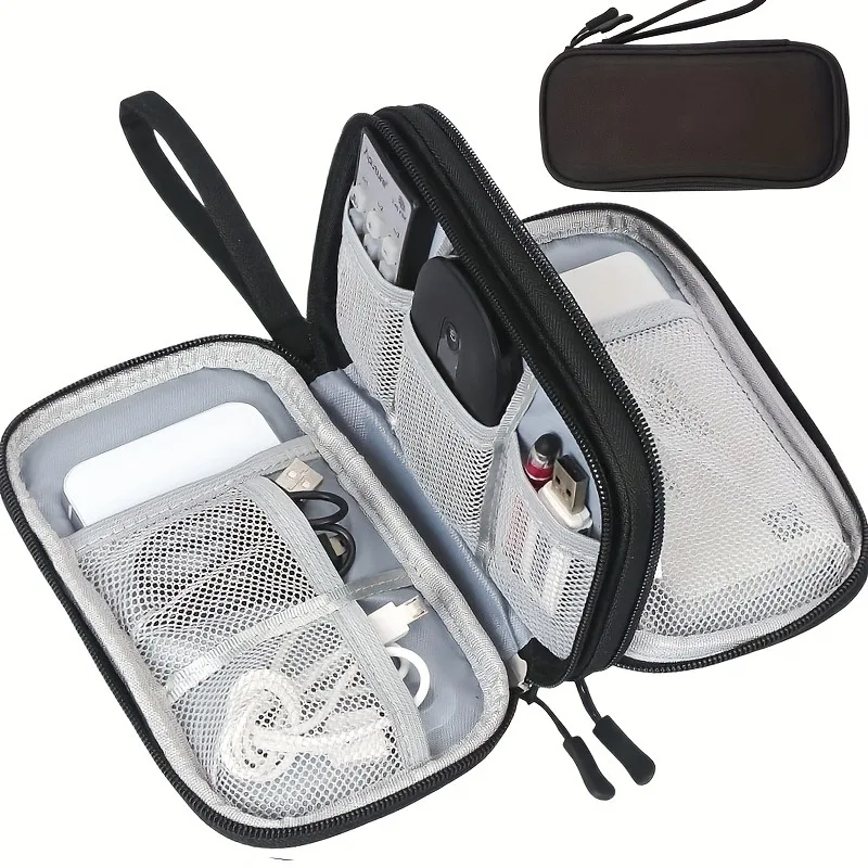 Borsa organizer da viaggio, custodia multi-tasca, adatta per articoli da toeletta, accessori cosmetici e cavi elettronici - immagine 2
