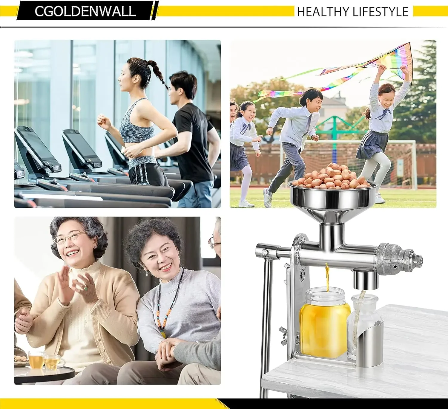 Manual Oil Press Machine Household Seed Oil Press Extractor Peanut Nuts Oil Expeller for Physical Press and Continuous Expelling 6