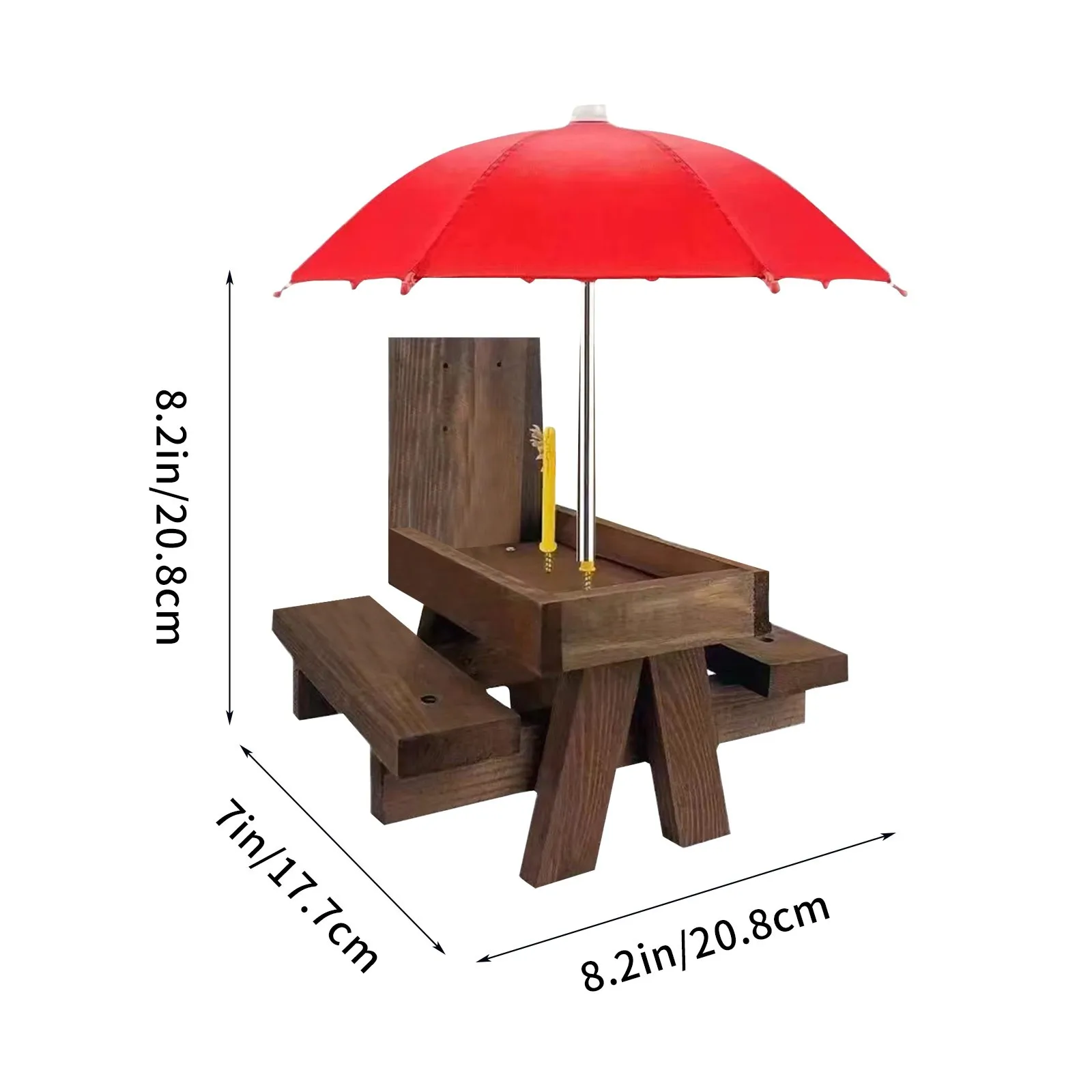 Squirrel Feeder In Stock Outdoor animal Wooden Squirrel Feeder Pet Dining Table With Bench an umbrella Bracket Feeding Table