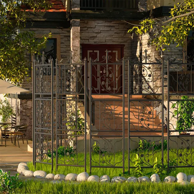 Thick Metal Garden Trellis, Bird Leaf Grid Panel Fence, Climbing Planter Support Frame, 2pcs