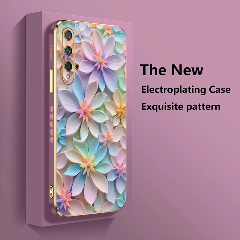 Floral Pattern Plating Silicone Shockproof Phone Case
