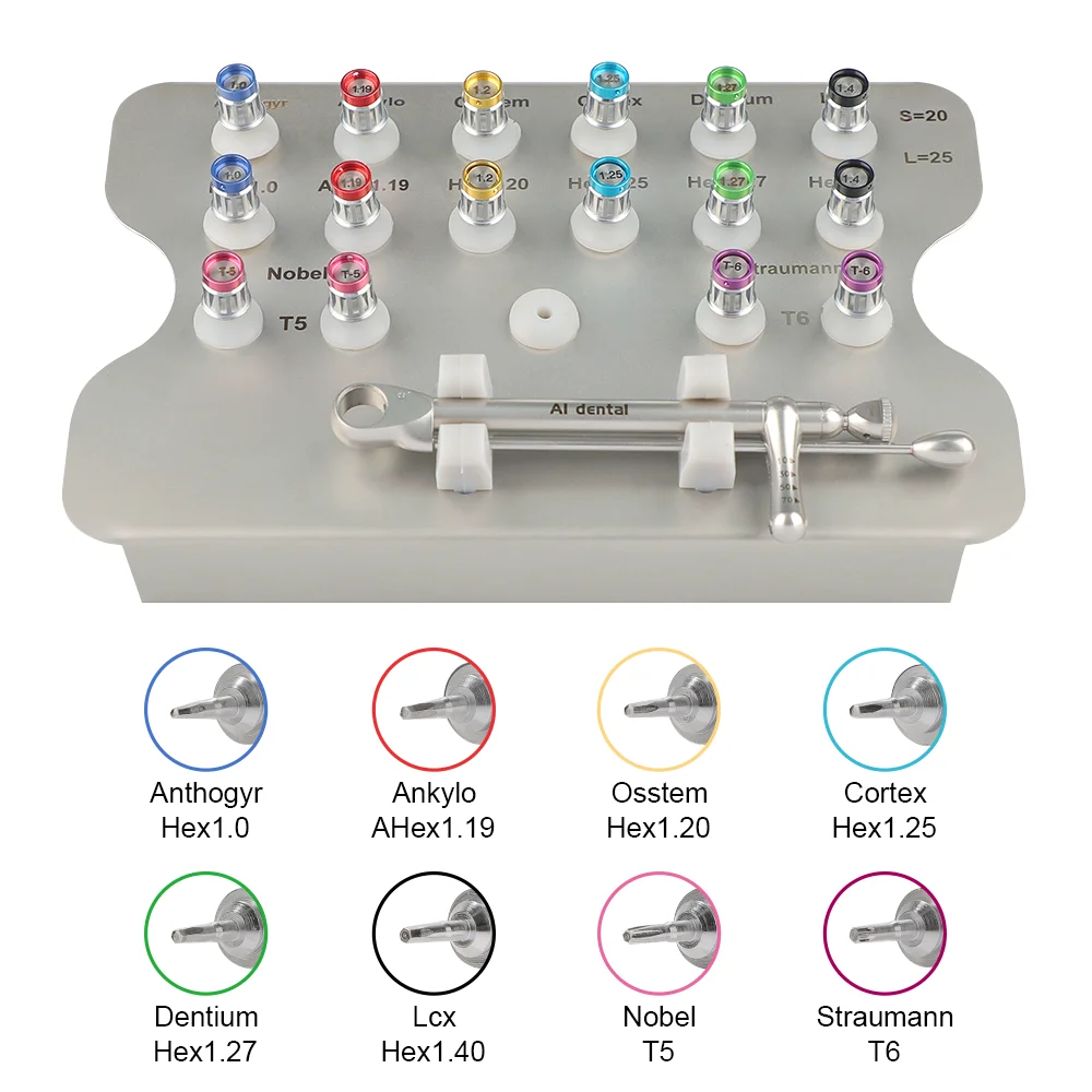 16Pcs Dental Implantat Schraubendreher Bunte Drehmomentschlüssel Ratsche Prothetische 10-70NCM Universal Restaurierung Tools Kit Zahnmedizin