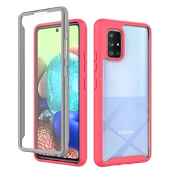 Shockproof Clear Case with Built - in Screen Protector and TPU Bumper Rugged Cover - A13 5G (Rose)