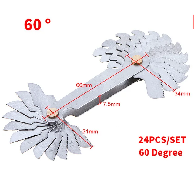 Description Picture 6 of item4pcs Radius Gauges Stainless Steel R1-6.5/R7-14.5/R15-25/R26-80mm Concave Convex arc Silver Tone Measuring Tools