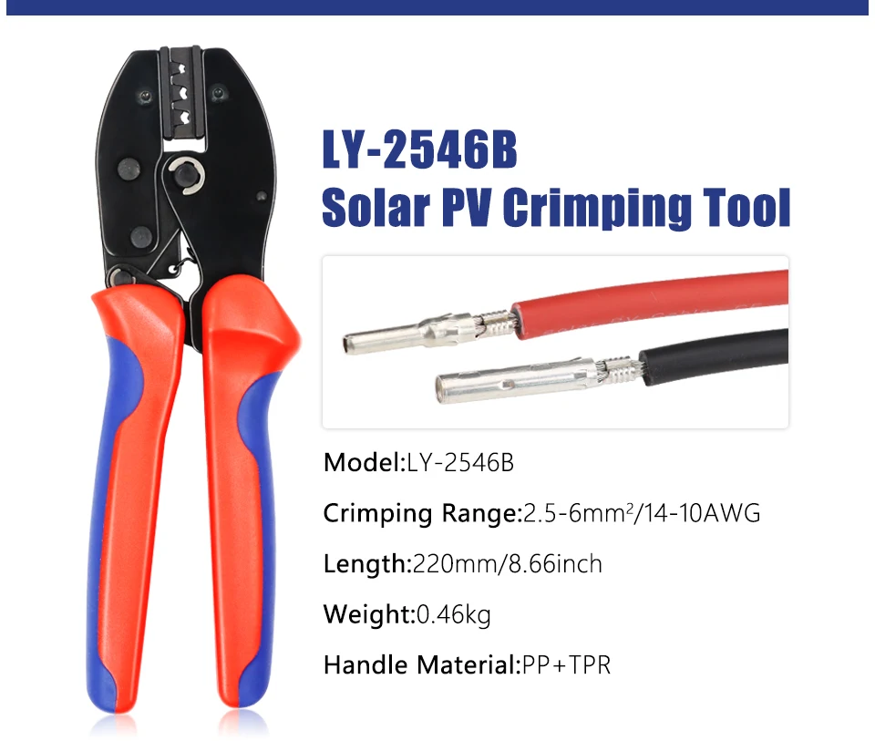 Solar-PV-Kabel-Crimpwerkzeug LY-2546B Kit für 2,5/4/6mm² mit Abisolierer YE-1R, Solarschlüssel und Solar-Steckverbinder-Sets – Detail 2