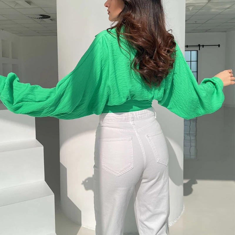 Spring Autumn Solid Color Loose Casual Lace Up Shirt Ladies Long Sleeve Streetwear Buttons Top Women Fashion All-match Cardigan