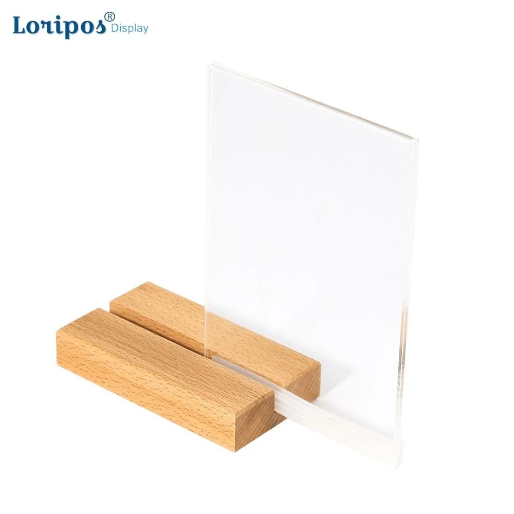A6 A5 A4 Massivholz Basis Acryl Schildhalter Doppelseitige Pos Einzelhandel Rahmen Zähler Top Poster Informationen Oder Menü halter – Detail 2