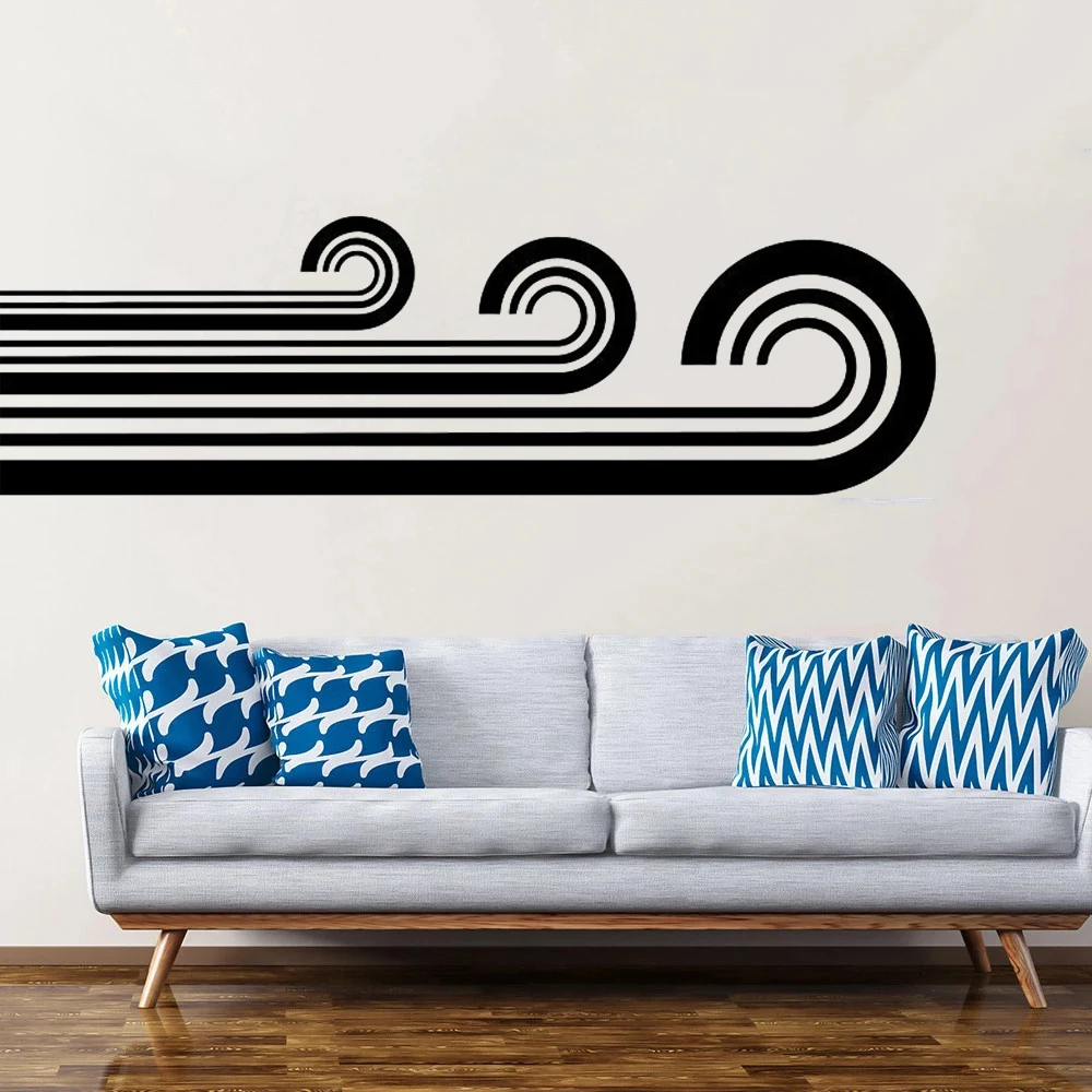 

Retro Waves Strips Wall Stickers For Kids Bedroom School Office Nursery Decor Murals Removable Vinyl Decals Poster HJ1116