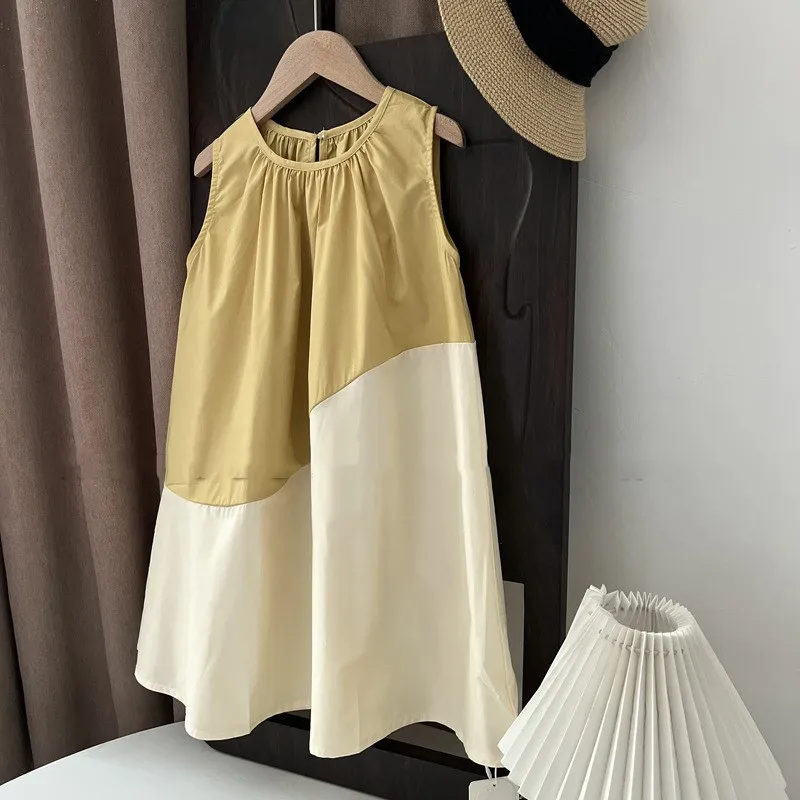 

Kids Clothes 2024 Summer New Girls' Skirt Contrast Abstract Dress Tank Top Skirt Children's Wear 3-8 Years Old girl dress