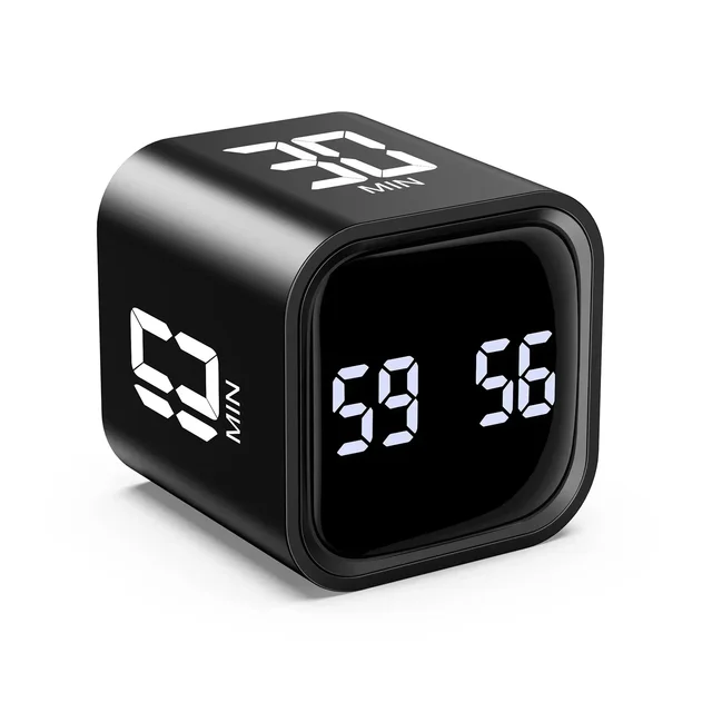LED Display Productivity Cube Timer Gravity Sensor Flipping Preset Time Dual Modes Countdown Cooking Digital Timer Oven 1