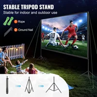 SucceBuy Projector Screen w/ Stand 150in 16:9 4K 1080 HD Portable Projection Screen for Home Office Garden Moive Theater Cinema - Image 4