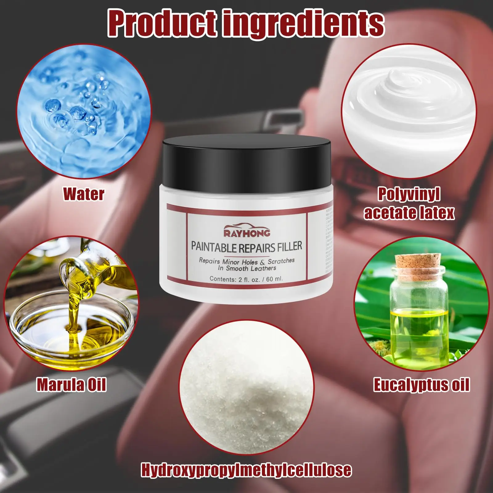 Leather Filler Paste Car Seat Scratch Crack Repair Leather Repair Agent Hole Filler Natural Flexible Paste