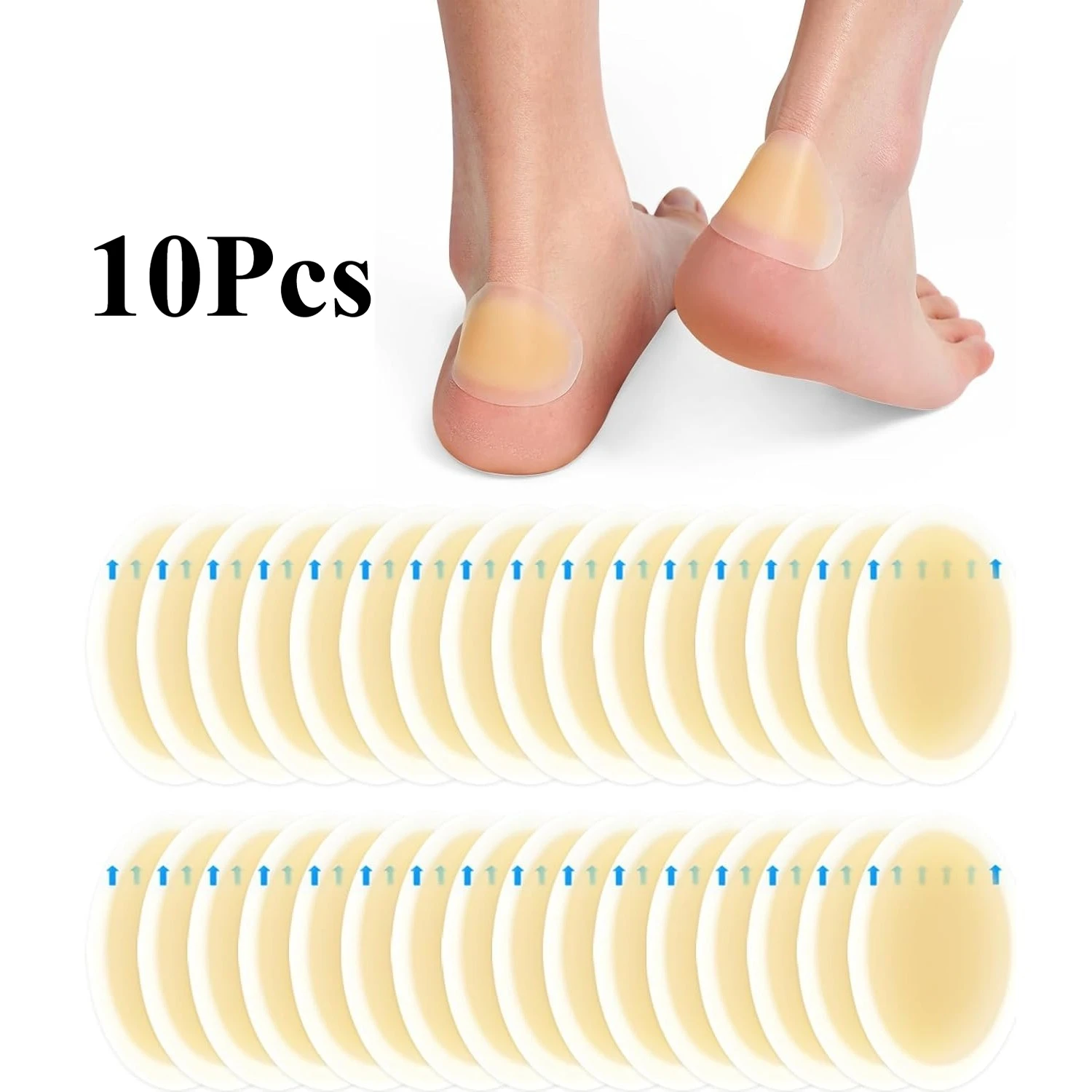 Waterproof Hydrocolloid Gel Blister Pads - Adhesive Protection for Heels, Feet, and Toes (10-32ct)
