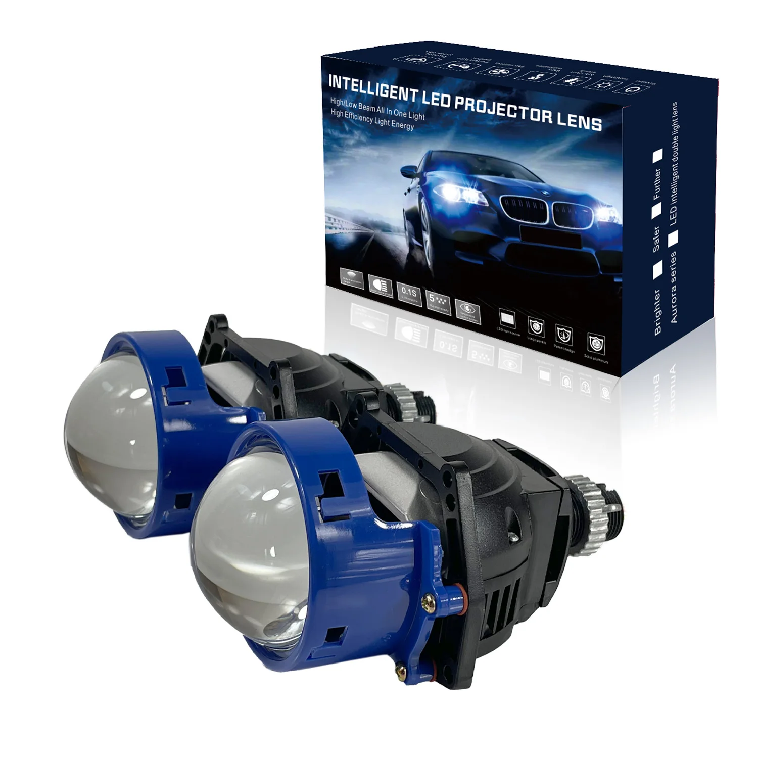 

Factory 12&24V 45W 55W H4 H7 9005 BI led projector blue lens 3.0 bi-led for headlight non-destructive installation