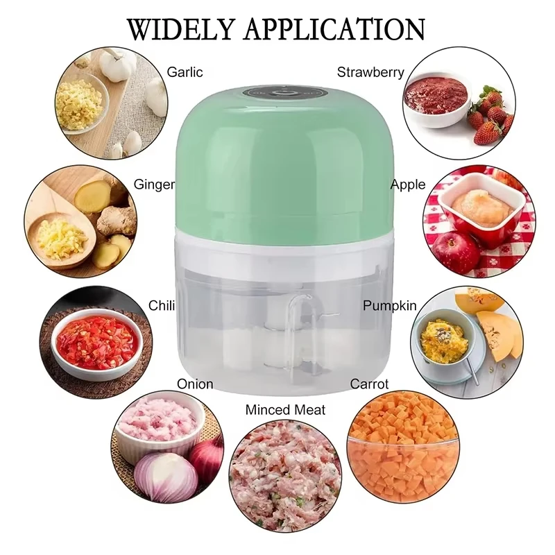 Electric Garlic Crusher 3-Leaf Mini Food Crusher 260ML Rechargeable Electric Meat Grinder Kitchen Tool Vegetable Onion Chopper 1