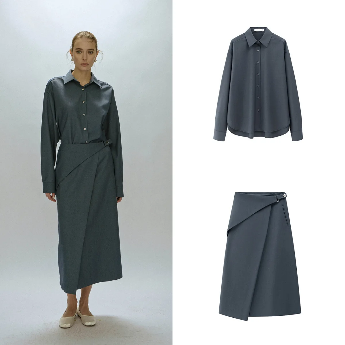 

Loose Shirt 2024 Fall New Casual Commuter Lapel Single-Breasted Strapless Long-Sleeved Women's Shirt High Quality Free Shipping