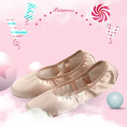 Satin Girl Ballet Shoes Round Toe Indoor Yoga Shoes Comfortable Adult Girls Soft Split Sole Satin Dance For Children
