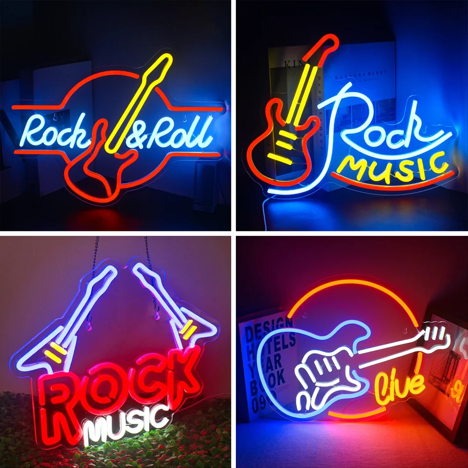 ネオンサイン ROCK ROLL ロックンロール ギター インテリア 室内装飾 ネオンサイン ROCK ROLL ロックンロール ギター インテリア 室内