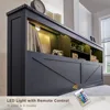 King Wood Bed Frame W/ 52" Tall Storage Headboard and 4 Drawers,LED Light,Charging Station, Solid Wood Slats Support, Bed Frame 5