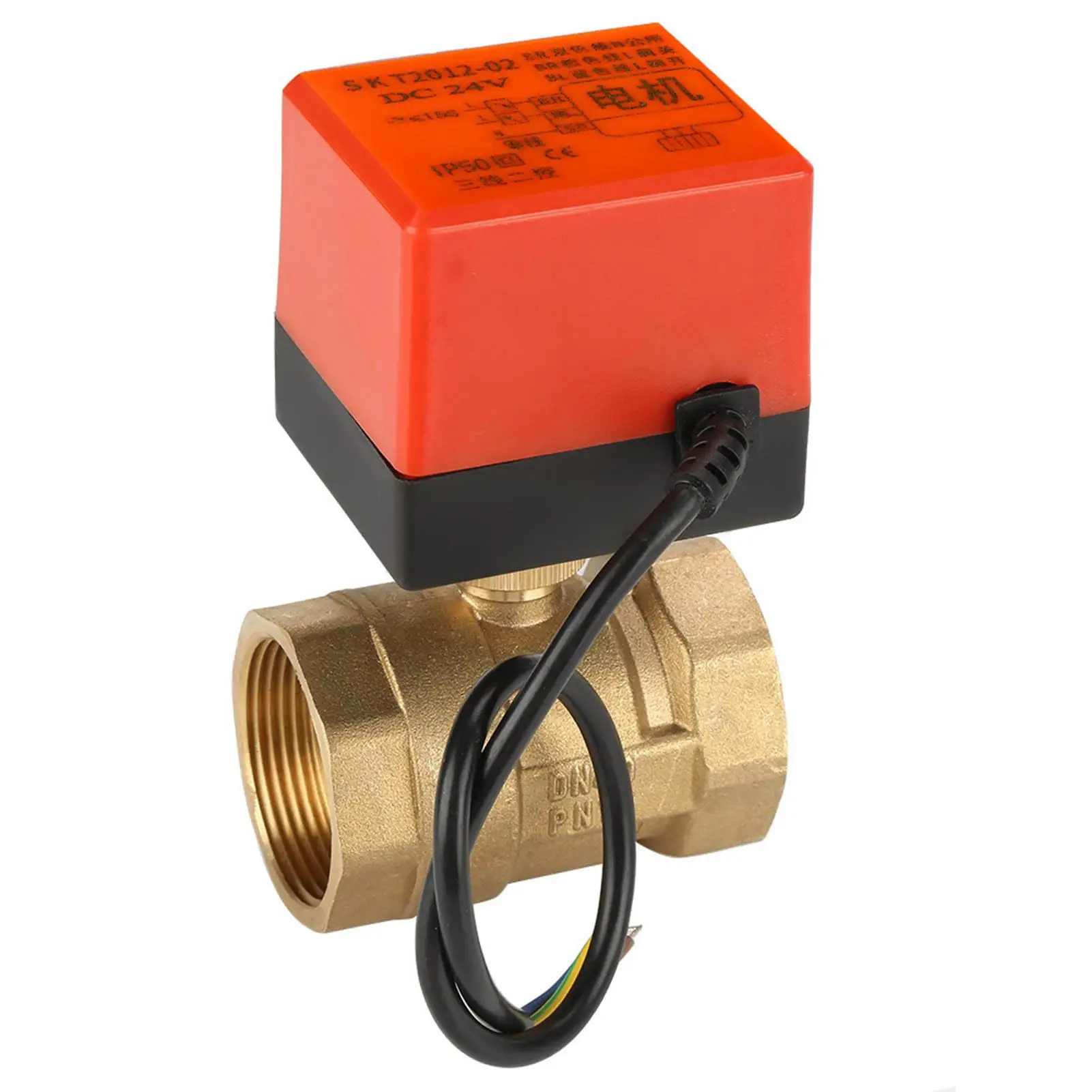 DC 24V Electric Ball 2 Way 3-Wire Brass Body DN40 G1/2 Threaded for Industrial Home Use-High-Quality Relay Control