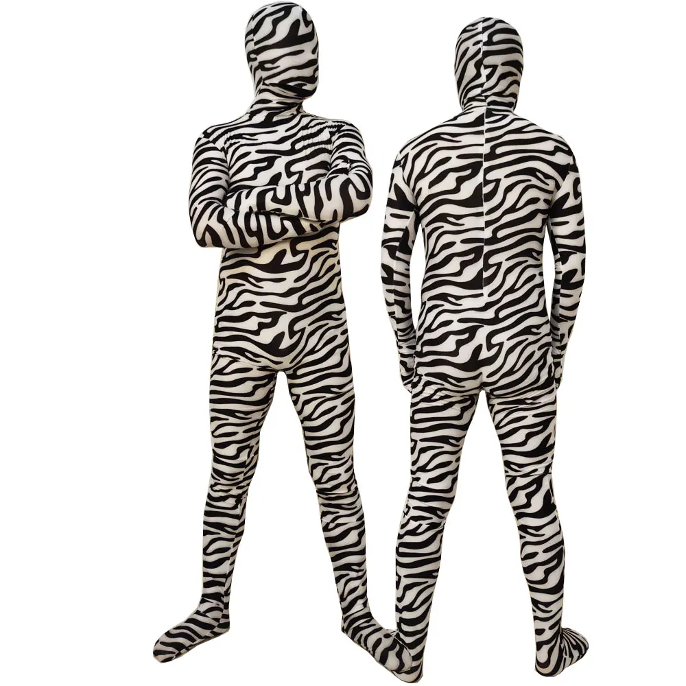 thumbnail image 1 of Mono de Cosplay de cebra para adulto, disfraz de Halloween, traje Zentai, 1 of 4
