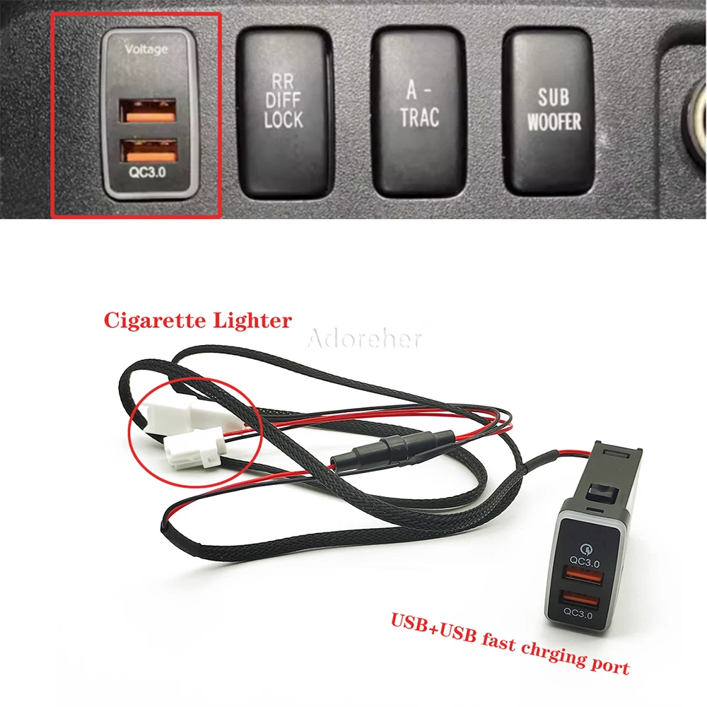 12V Car Dual Usb Ports Qc3.0 Socket Adattatore Per Caricabatterie Rapido Adattatore Di Ricarica Per Telefono Uso Per Toyota Fj Cruiser Prado 120 Acces