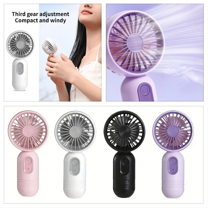 Portable Fan USB Charging 3-speed Handheld For Men And Women For Office Outdoor Travel And Camping