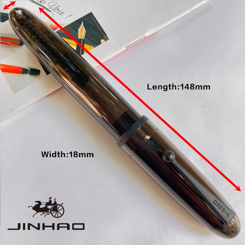 1 PCS JINHAO 9019 Screw off Cap Transparent Black Business Writing Calligraphy Pen with Big Converter 2