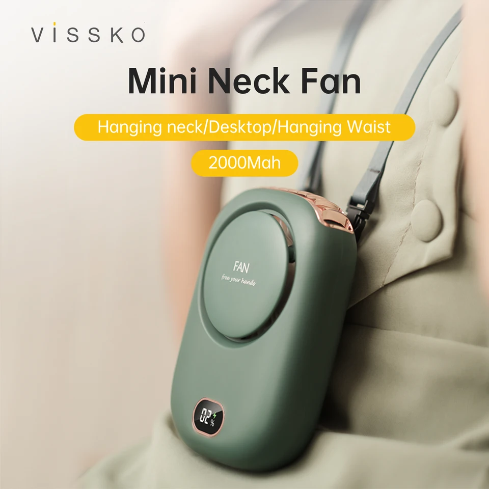 Vissko Portable Bladeless Neck Fan With Adjustable Lanyard Usb_voghion.com