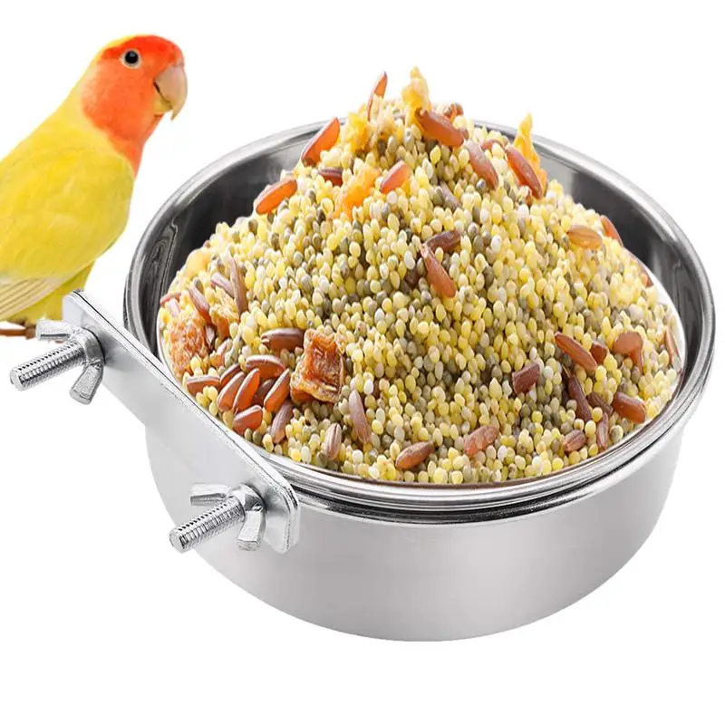 

Bird Food Bowls Stainless Steel Cage Bowls Water Bowl Parakeet Feeder arakeet Food Dish Ferret Food cage for Lovebird Conure Co