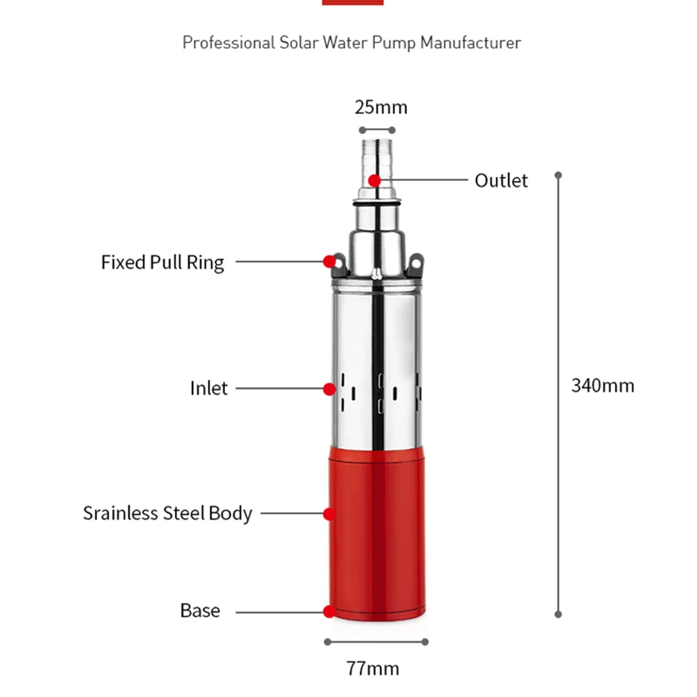 thumbnail image 2 of 260W 24V DC Submersible Water Pump - Stainless Steel Solar Pump For Gardens, Pools & Basements (33ft Lift) 2 of 11