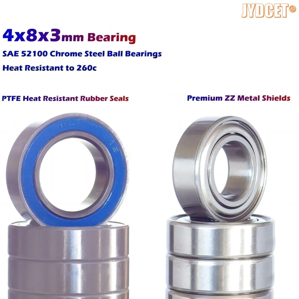 

4x8x3mm Bearings MR84 - Rubber Seals / Metal Shields - Precision High Speed Bearing for RC Plane Cars Boat