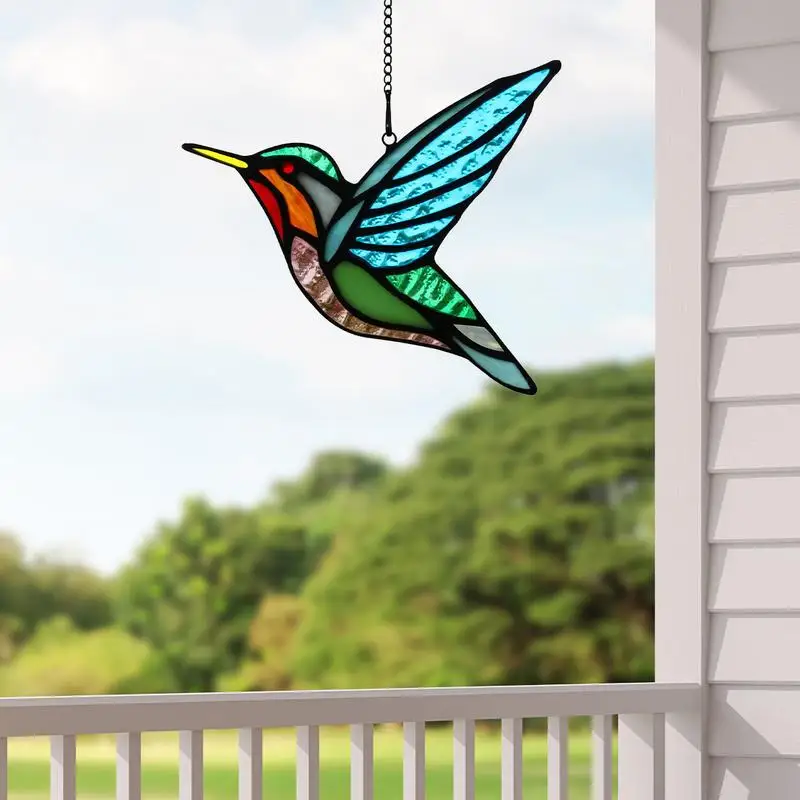 Hummingbird Suncatcher Stained Hummingbird Window Decor Stained Birds Window Decorations Bird Suncatcher