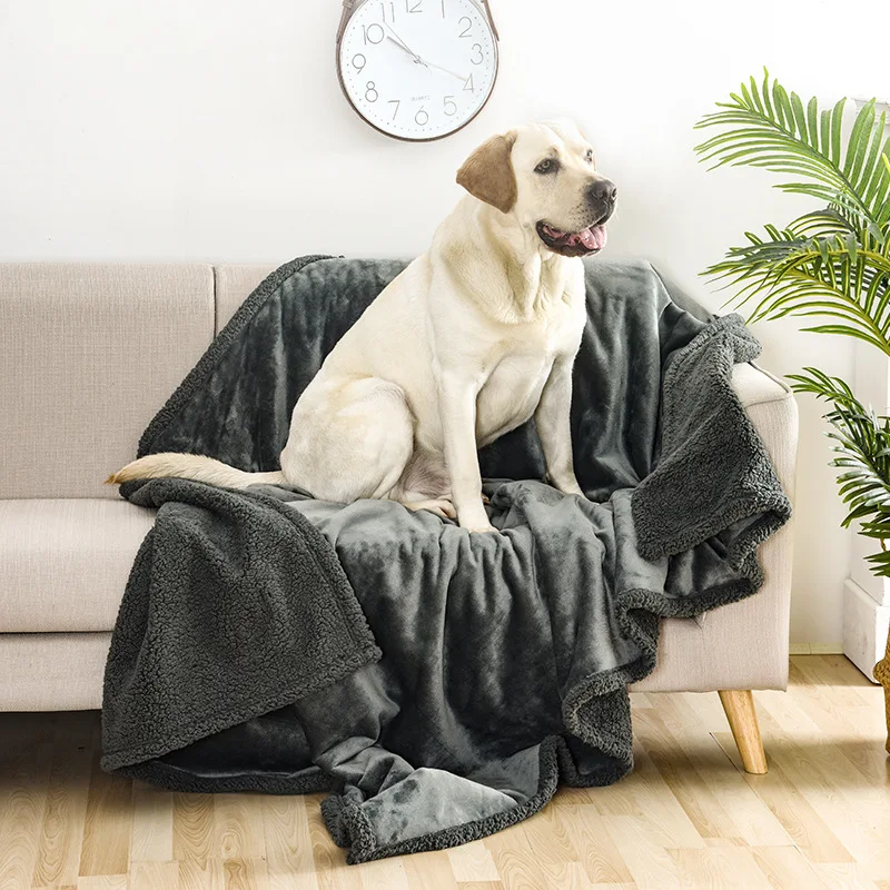 Waterproof Pet Blanket Liquid Pee Proof Dog Blanket For Sofa Bed Couch Reversible Sherpa Fleece Furniture Protector Cover pet blanket